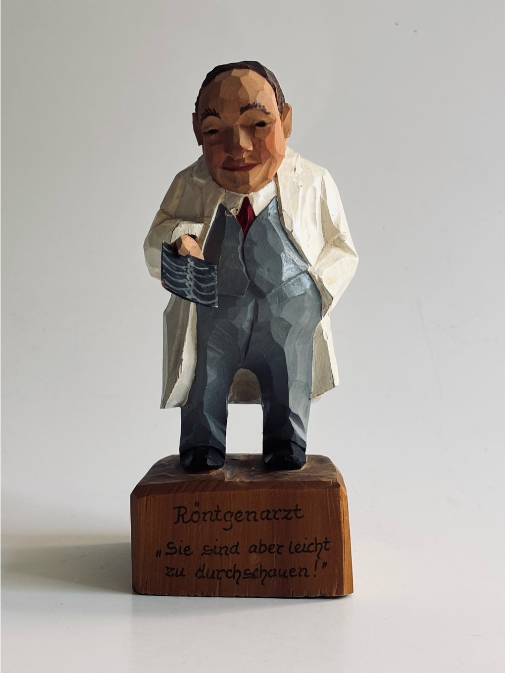 Vintage Jaschke Pretzl Wood Figurine Doctor Radiologist German Humor